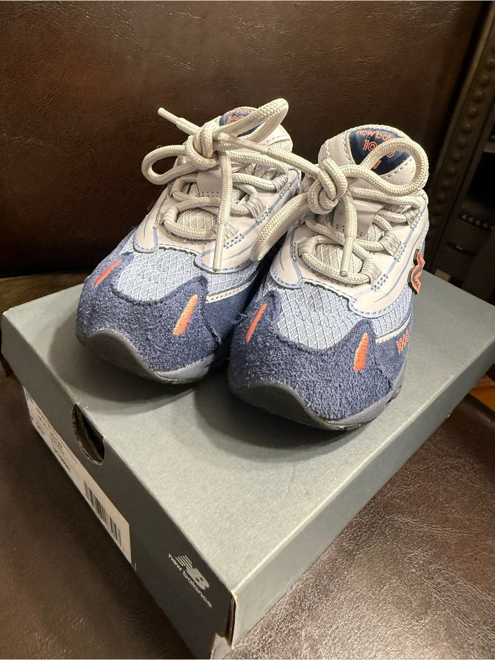New Balance Kids Navy, Gray and Orange Lace-Up Sneakers